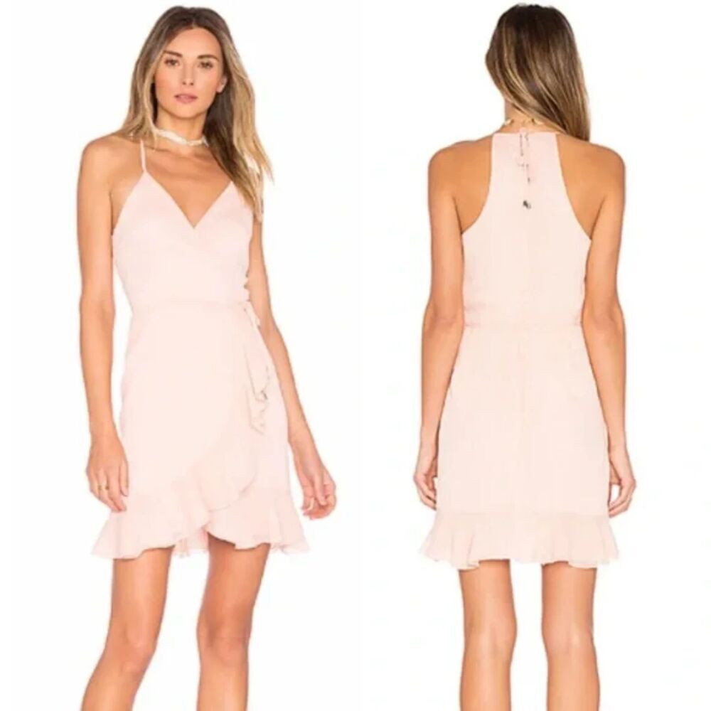 Lovers + Friends Revolve Womens Gigi Mini Wrap Pink Flutter Dress Size Medium
